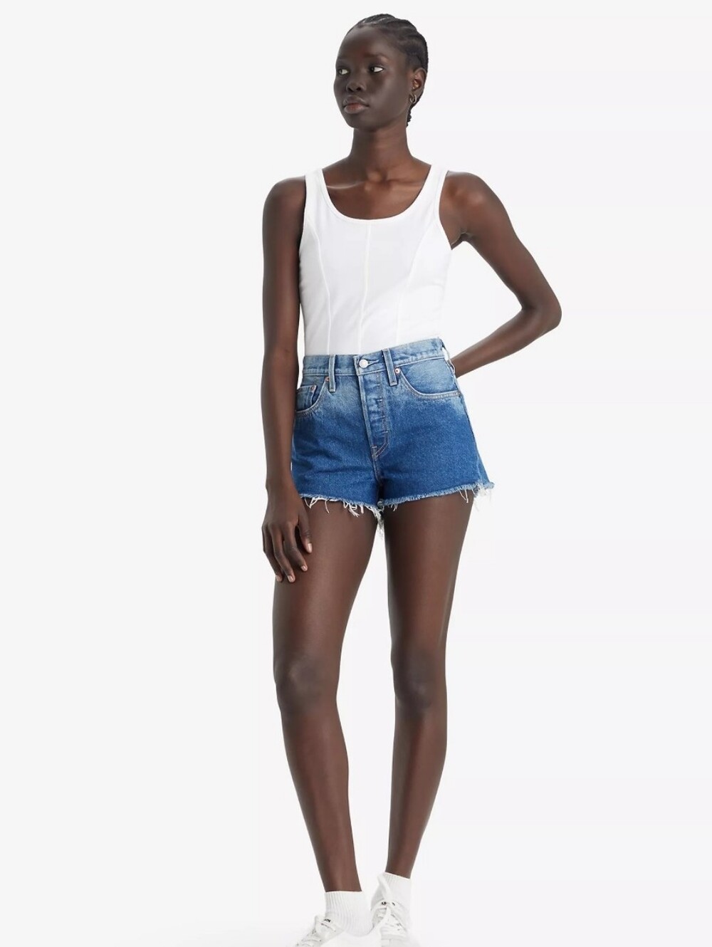 Levi's 501 Blue Ombre High Rise Cotton Denim Cutoff Shorts